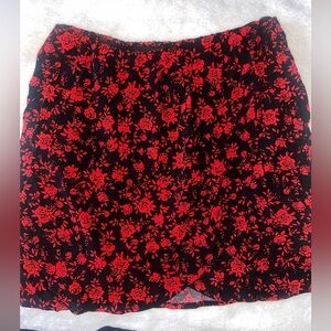 Flowy red floral pattern skirt